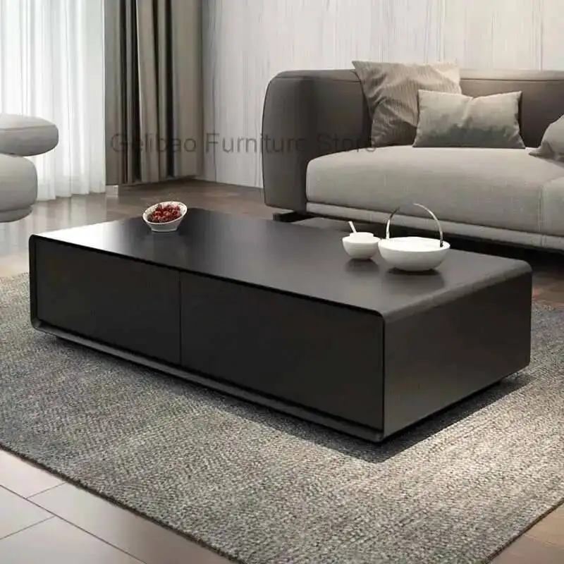 

Square Simple Nordic Aesthetic Side Table Storage Black Living Room Coffee Tables Wood Modern Stoliki Do Kawy Salon Furniture