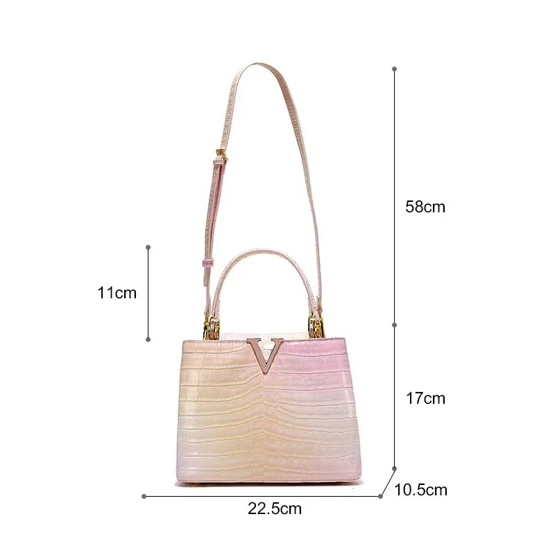 Gradient Crocodile Pattern Handbags Women Bags Luxury Designer High Quality Shoulder Bag for Ladies Large Capacity Crossbody Bag