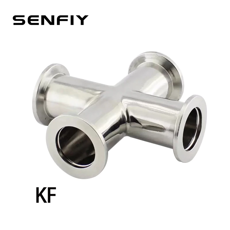 KF10 KF16 KF25 KF40 KF50 Vacuum Cross Flange Tube Equal Diameter 4-way Pipe SS304 Vacuum Flange Fitting Equal Four-way Joints