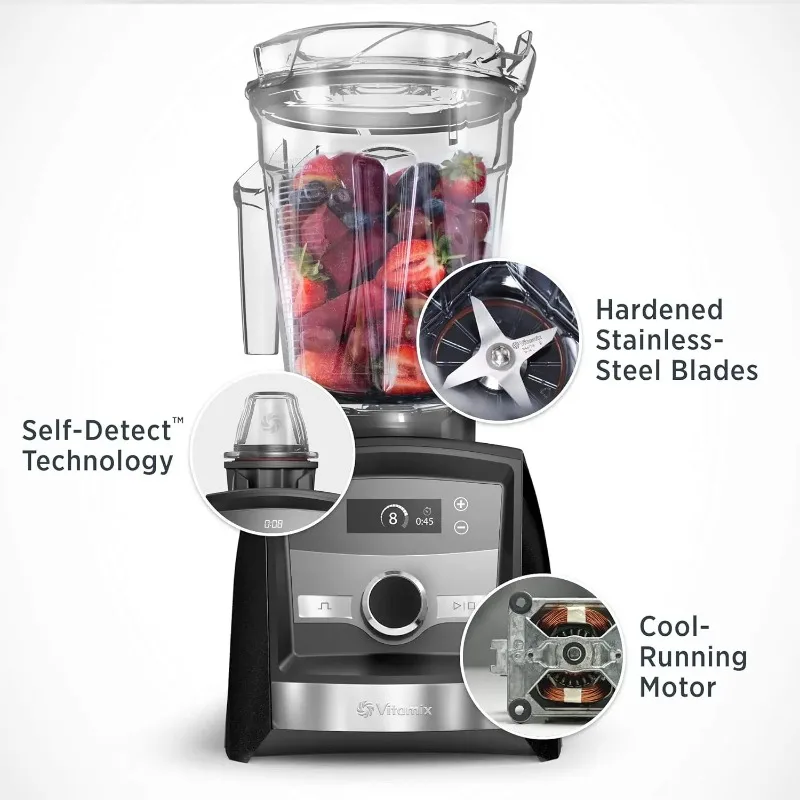 A3300 Ascent Series Smart Blender, Professional-Grade, 64 oz. Low-Profile Container, Black  cleaning tools