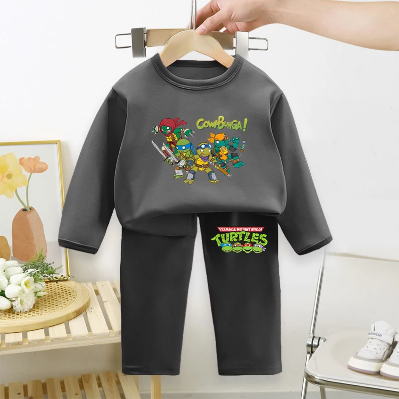 Teenage Mutant Ninja Turtles Children Pyjamas Boy Sleepwear Kid Long Sleeved Long Pants Set Baby Shirt Top Clothes Home Wear New view 5