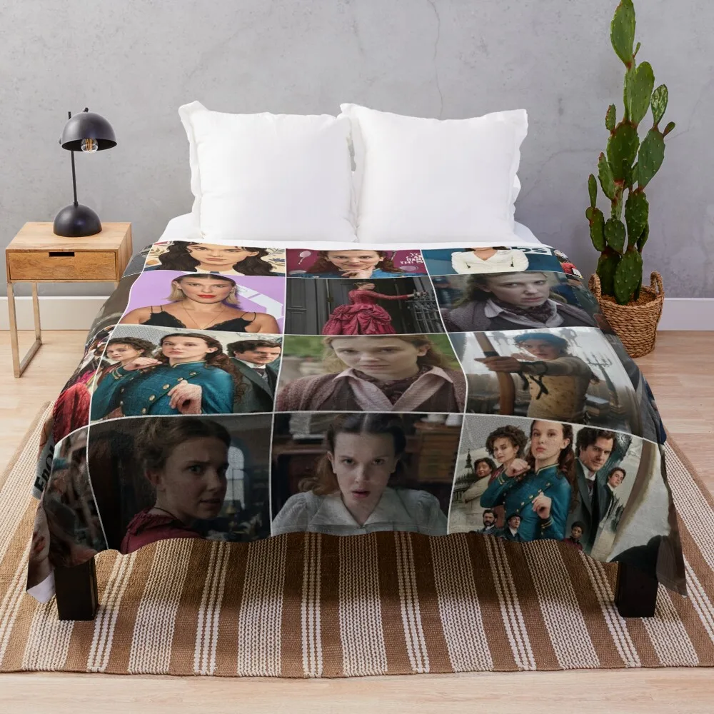 Millie Bobby Brown Photo Collage Art Throw Blanket Fashion Sofas Sofa Camping Blankets