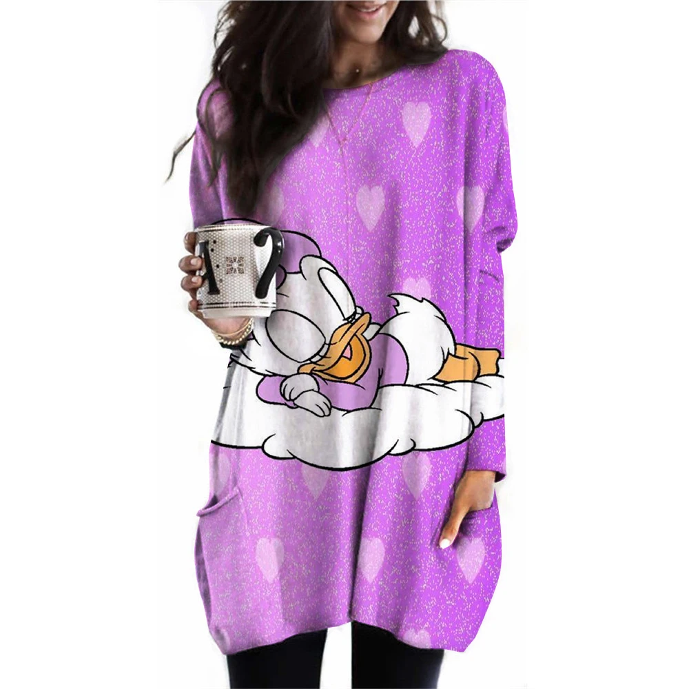 

Женская футболка с длинным рукавом и круглым вырезом, свободного покроя