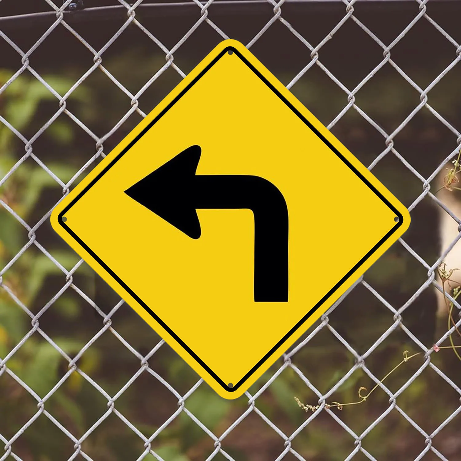 Left Turn Sharp Curve Sign Road Sign; Fun Metal Sign; Novelty Road Sign; Animal Wall Decor Metal Hanging Sign