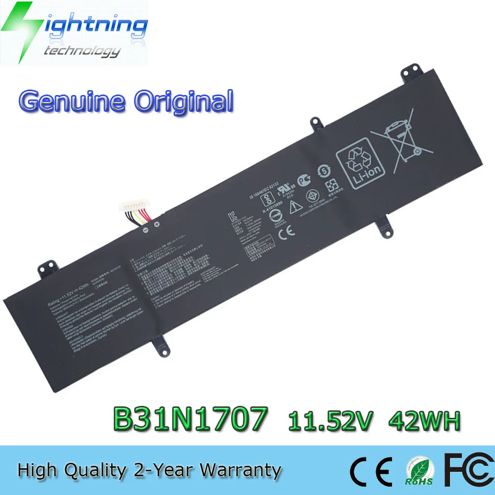 New  Original B31N1707 11.52V 42Wh Laptop Battery for Asus S4000V S4000U S4100V S4100VN S4200UQ S4200UF 3ICP5/57/81