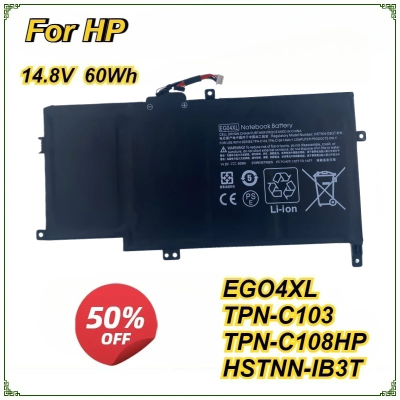 

New EG04XL Laptop Battery for HP Envy Sleekbook 6 Series 681881-121 681881-271 TPN-C103 HSTNN-IB3T TPN-C108 HSTNN-IB3T 60Wh