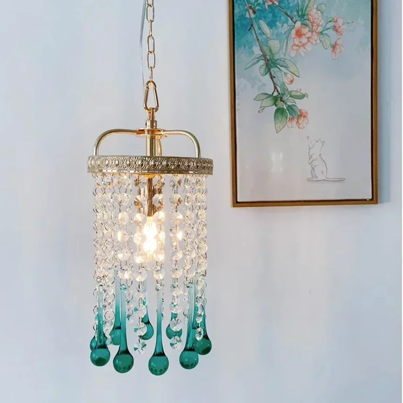 2025 French LED crystal chandelier for living room, max. diameter 55CM, red/green light luxury Hotel, bedroom chandelier.