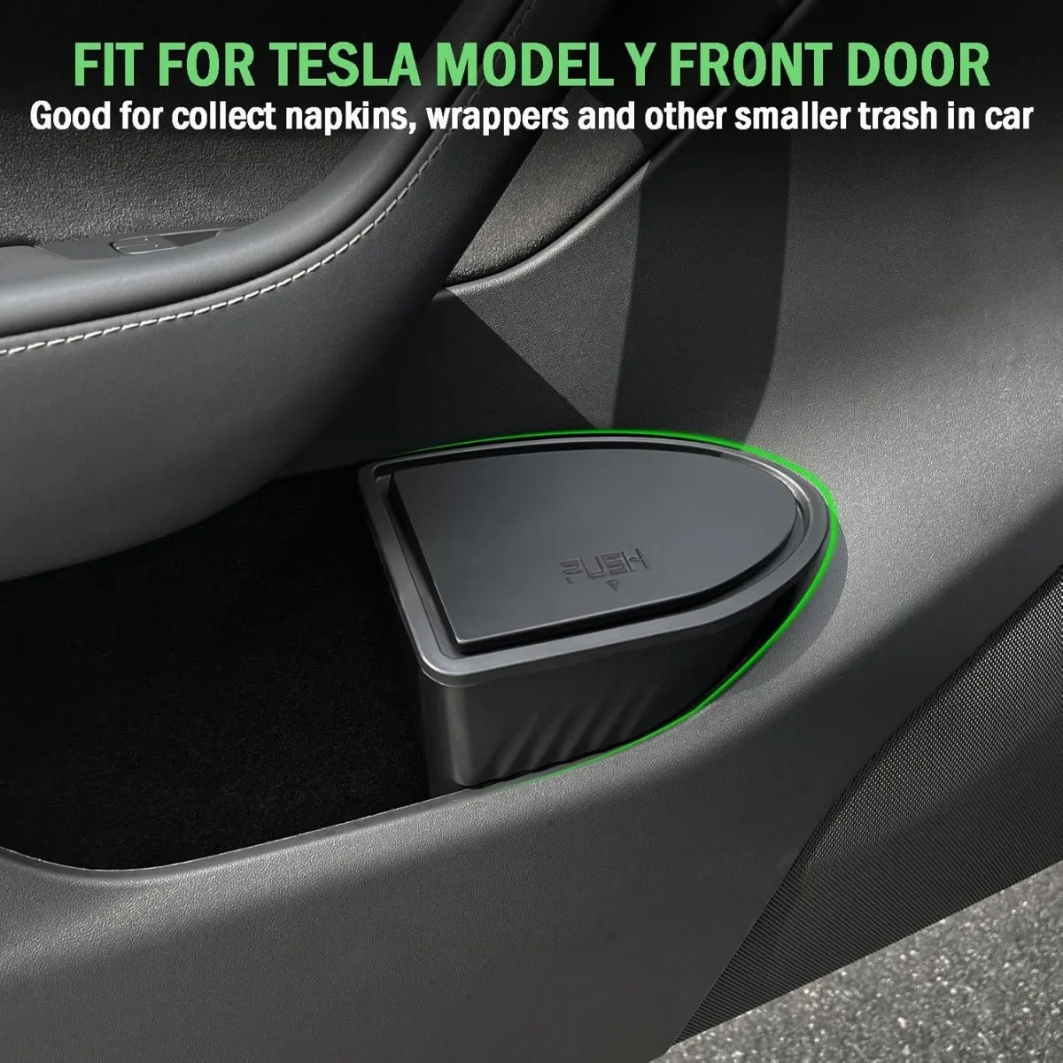 Trash Can with Lid for Tesla Model Y Front Door Automatic Trash Bin Plug Pocket Garbage Can Bin for Model Y 2024 2023 2022 2021