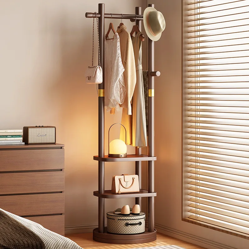 

Rotating coat rack Floor-to-ceiling hanger Bedroom household rack Solid wood vertical hanger Room hanging clothes rack
