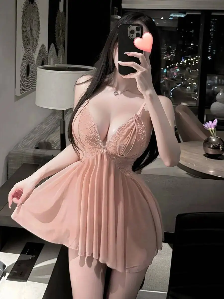 ชุดชั้นในเซ็กซี่ลูกไม้ชุดนอนล่อใจร้อนโปร่งใสเปิดเป้าชุดนอนชุดนอนชุดแฟชั่นมินิเดรส OB8T