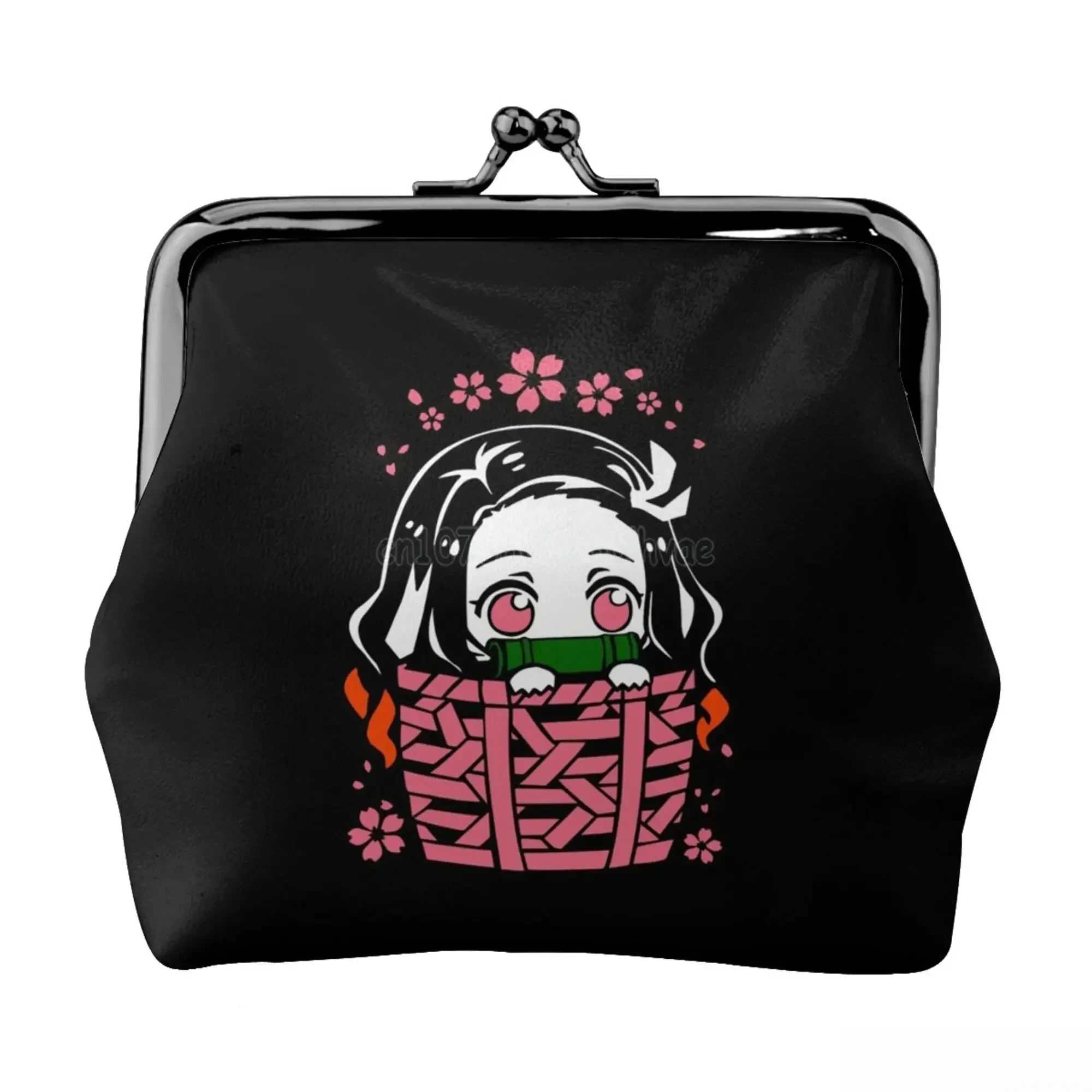 

Cute Anime Nezuko Leather Coin Purse Small Change Pouch with Kiss-Lock Clasp Closure Buckle Wallet for Girl Women Gift