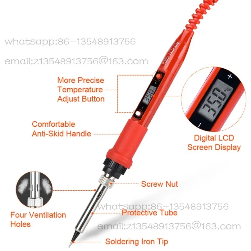 Adjustable Temperature Soldering Iron Set 220V 80W Digital LCD Display Soldering Repair Tool with 908S Solder Iron Head