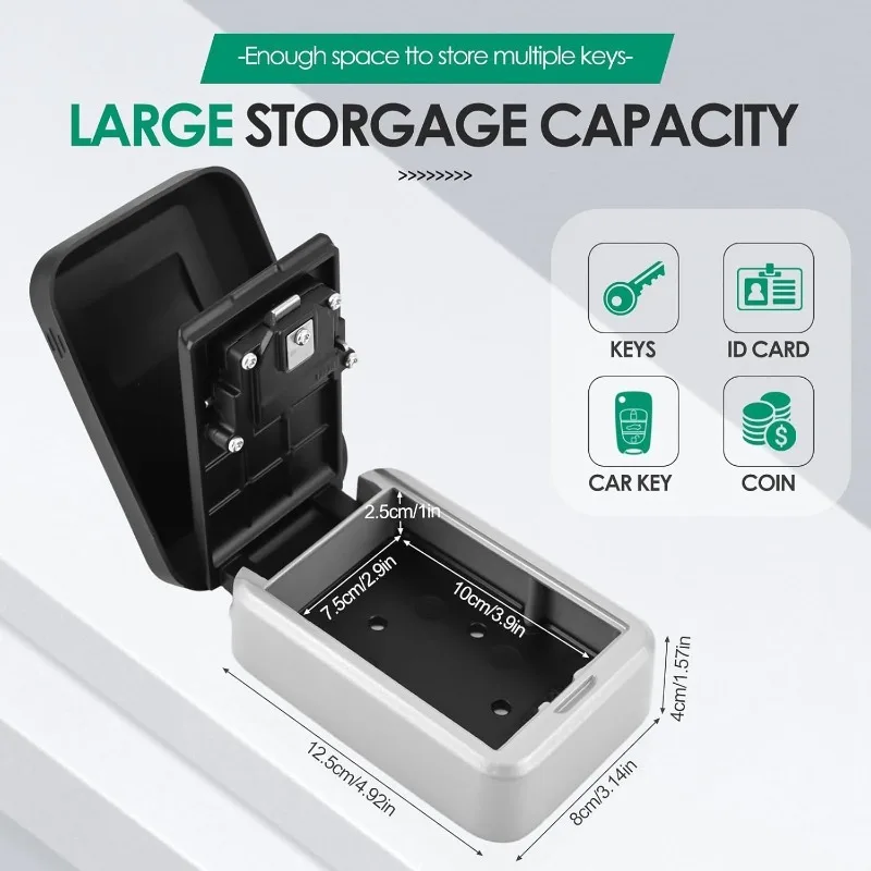 Key Lock Box Wall-Mount Secret Code Security Safe Secret Organizer Box No Key Home Office Weatherproof Safe Key Keeper