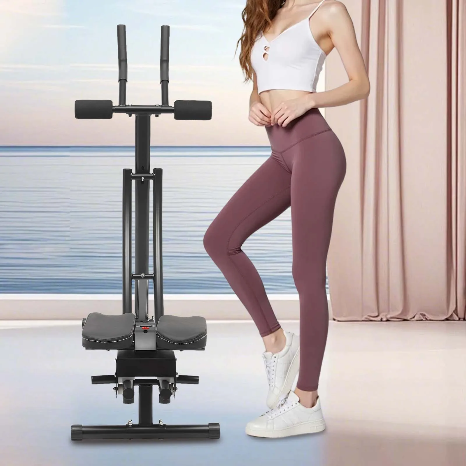 

Foldable Space-Saving Ab Exercise Machine Soft Foam Kneeling Cushion Triangular Support Stable Structure Easy Maintenance