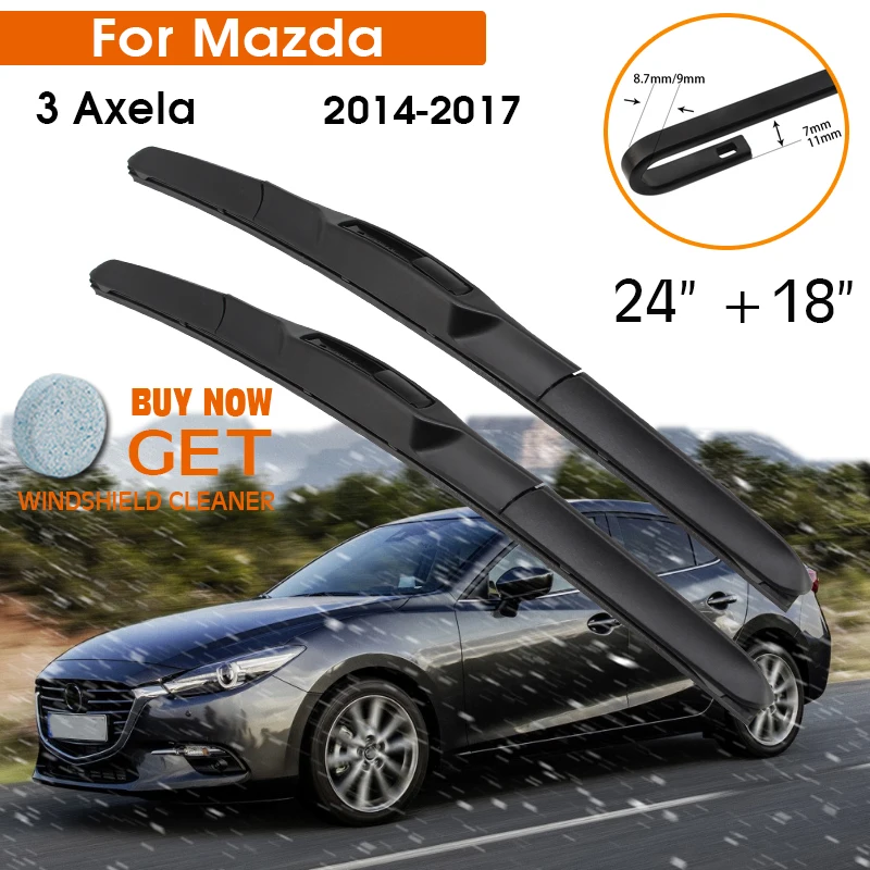 

Car Wiper Blade For Mazda 3 Axela 2014-2017 Windshield Rubber Silicon Refill Front Window Wiper 24"+18" LHD RHD Auto Accessories