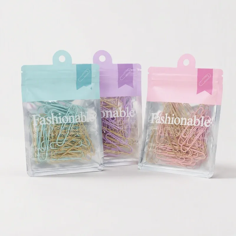 80Pcs Mixed Color Macaron Paper Clips, Metal Coated Paperclips, Document Fastener for Office & School Stationery Supplies
