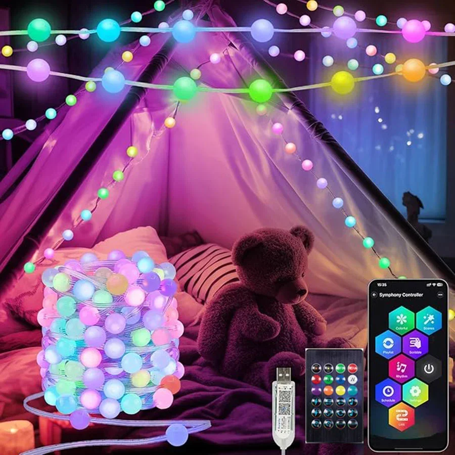 Smart RGB Globe String Light 50/100 LED APP Controll Christmas Garland Light Mini Ball Twinkle Xmas Party Holiday Fairy Light