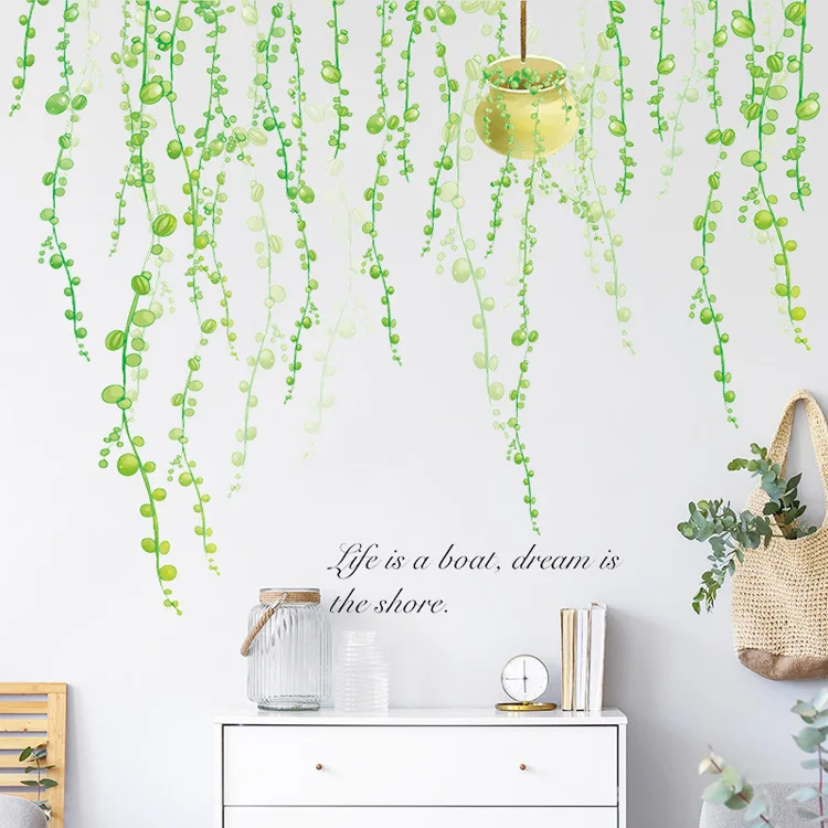 Tropische Grünpflanzen-Wandaufkleber Wohnzimmer Schlafzimmer Hintergrund-Dekoration Wandbild Große Heimdekoration Selbstklebende Tapete – Detail 5
