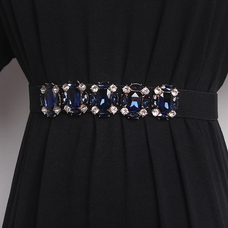 المرأة المدرج موضة لامعة الماس مطاطا فستان Cummerbunds الكورسيهات حزام أحزمة الديكور حزام ضيق TB2807
