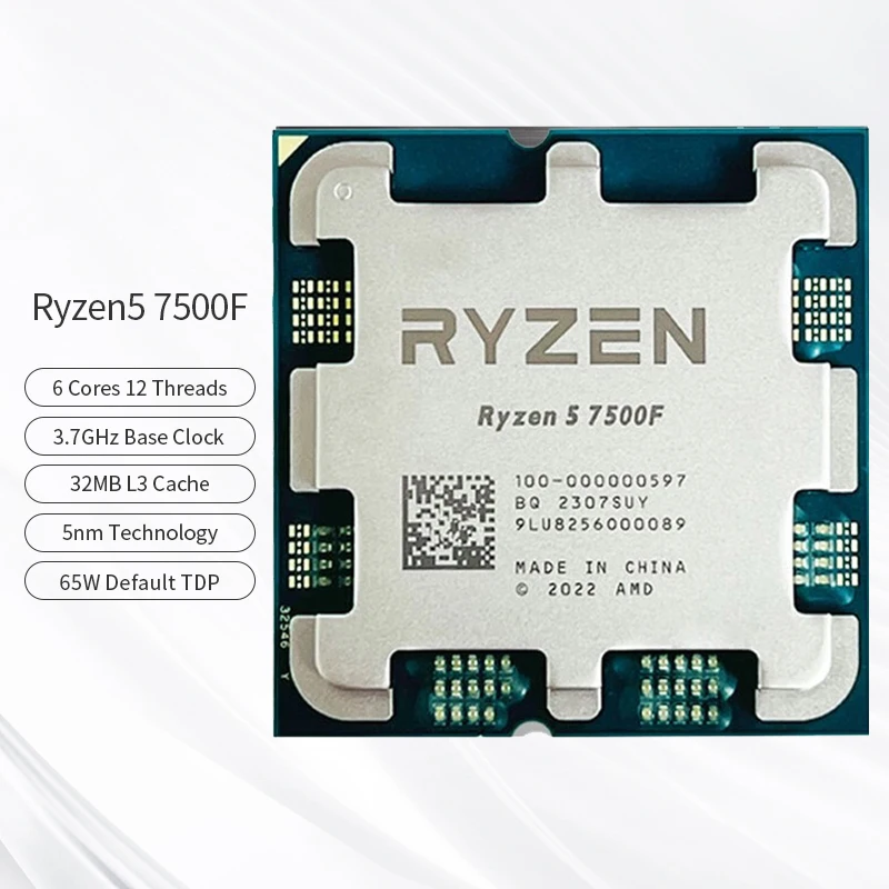 

AMD Ryzen5 7500F 6 Cores 12 Threads 5GHz Desktop computer processor with AM5 Socket CPU