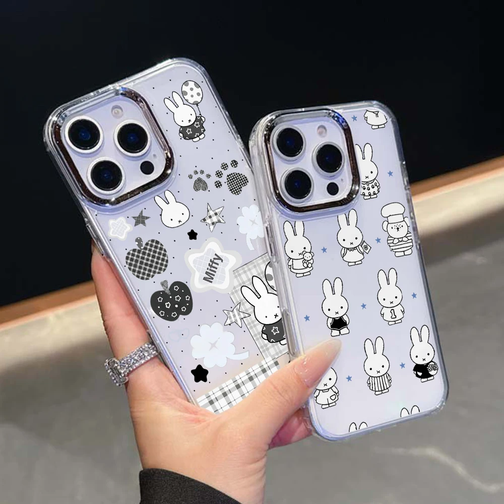 White Rabbit M-Miffies Phone Case for Pixel 10 9 9a 8 8a Pro XL 5G Luxury Transparent Cover