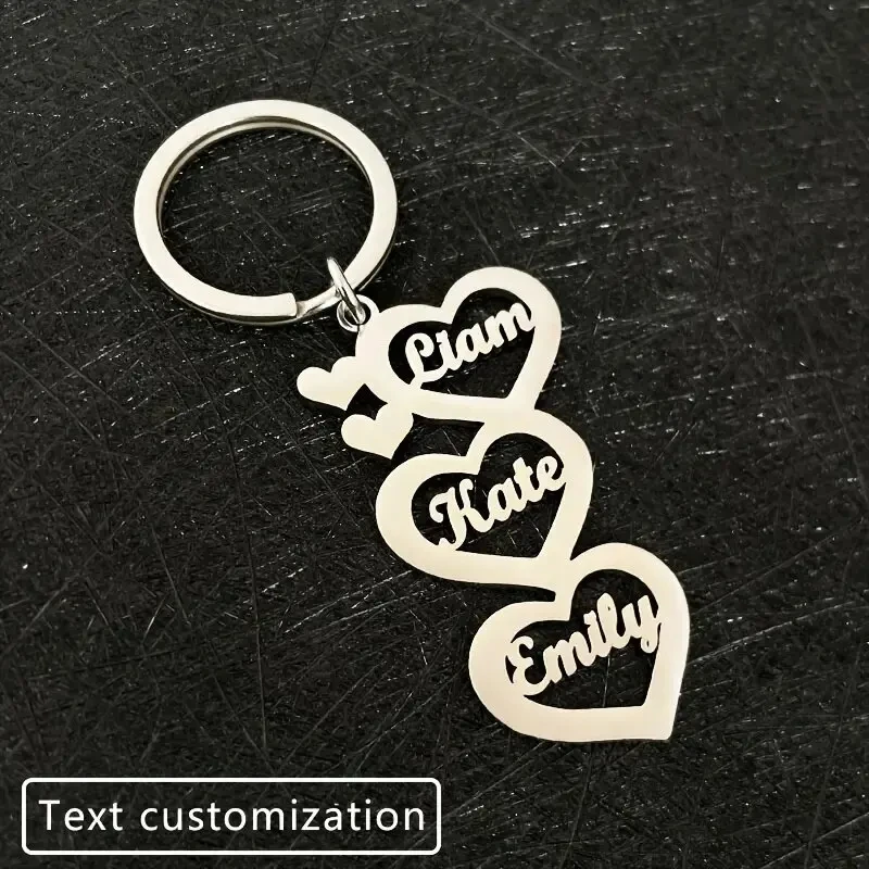 

Новый индивидуальный семейный кулон с именем в виде сердца, брелок из нержавеющей стали, персонализированные мужские и женские ювелирные изделия, брелок для ключей с несколькими именами, подарки