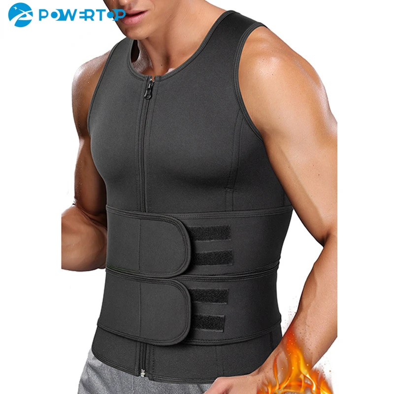 

Men's Body Shaper Waist Trainer Sauna Vest Double Belt Sweat Shirt Corset Top Abdomen Slimming Shapewear Fat Burn Fitness Suits