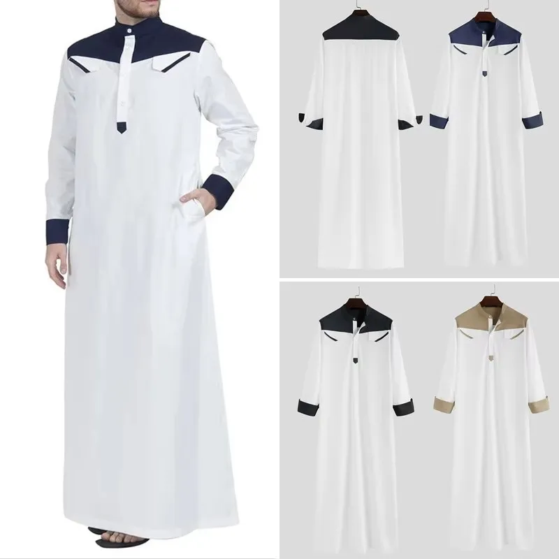 Jubba Thobe per uomo abbigliamento musulmano islamico moda marocchina saudita araba Dubai Oman nero inverno lungo taglie forti caftano casual