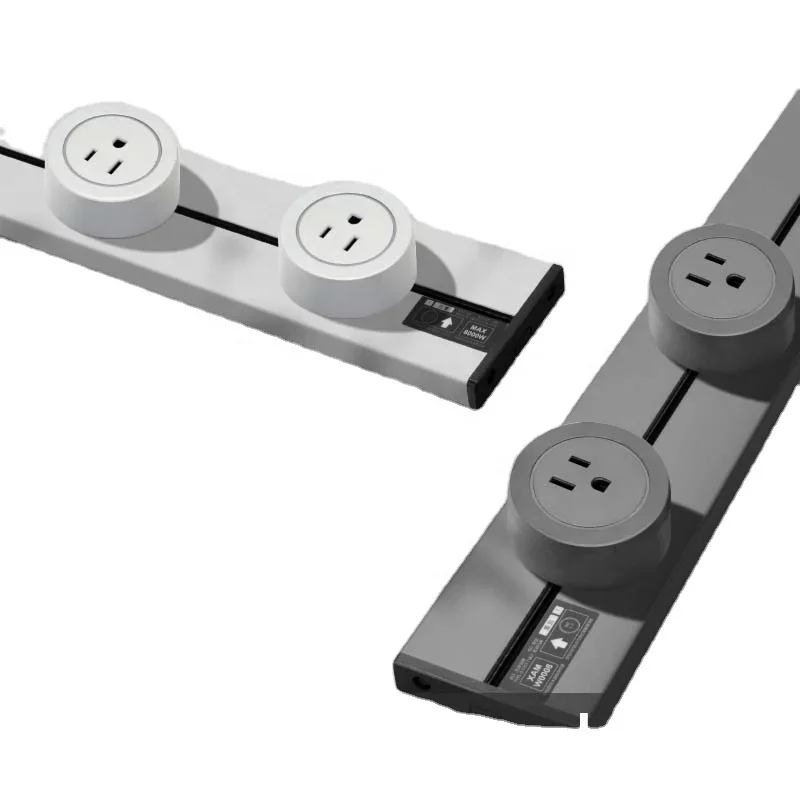 Enchufe de pista de pared de aluminio con interruptor, toma de corriente móvil para cocina, escritorio, enchufes de riel de 60cm
