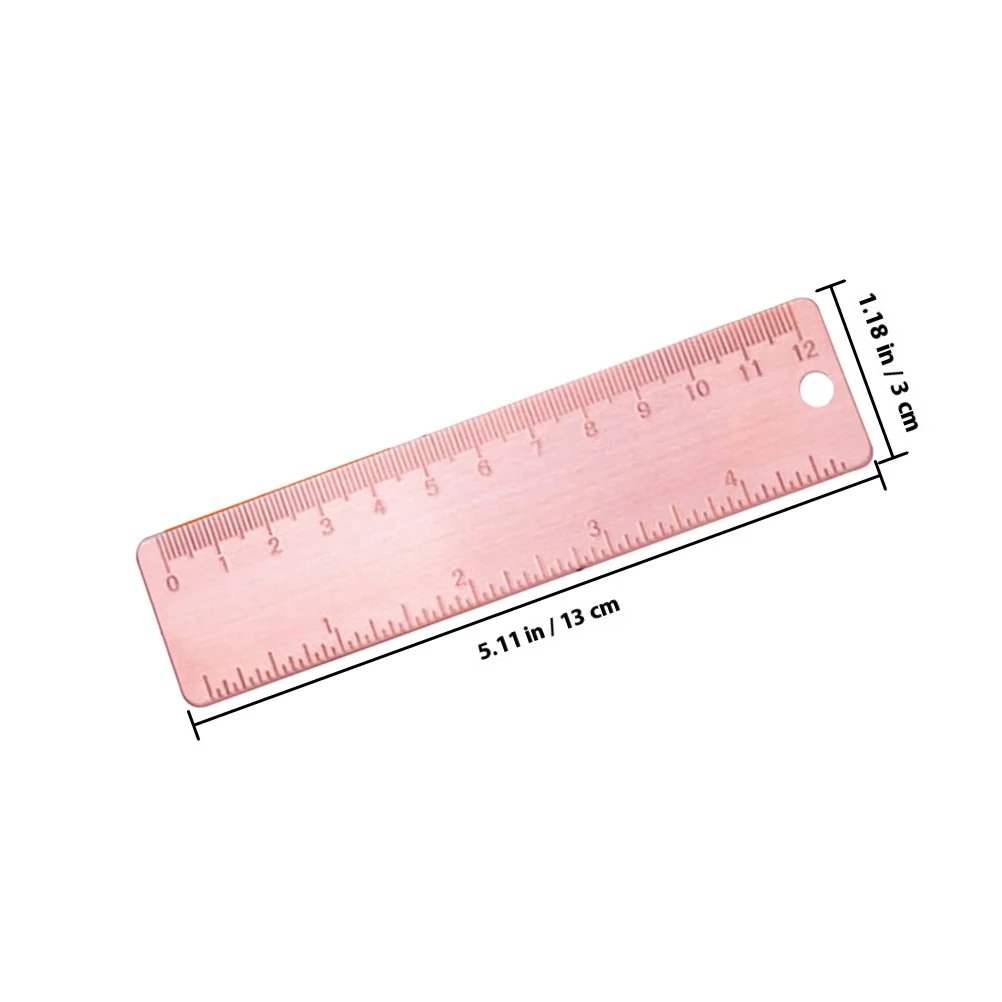 Copper Metal Straight Ruler -Resistant Measuring Tool Versatile Office Student Painting Drawing Compact Portable