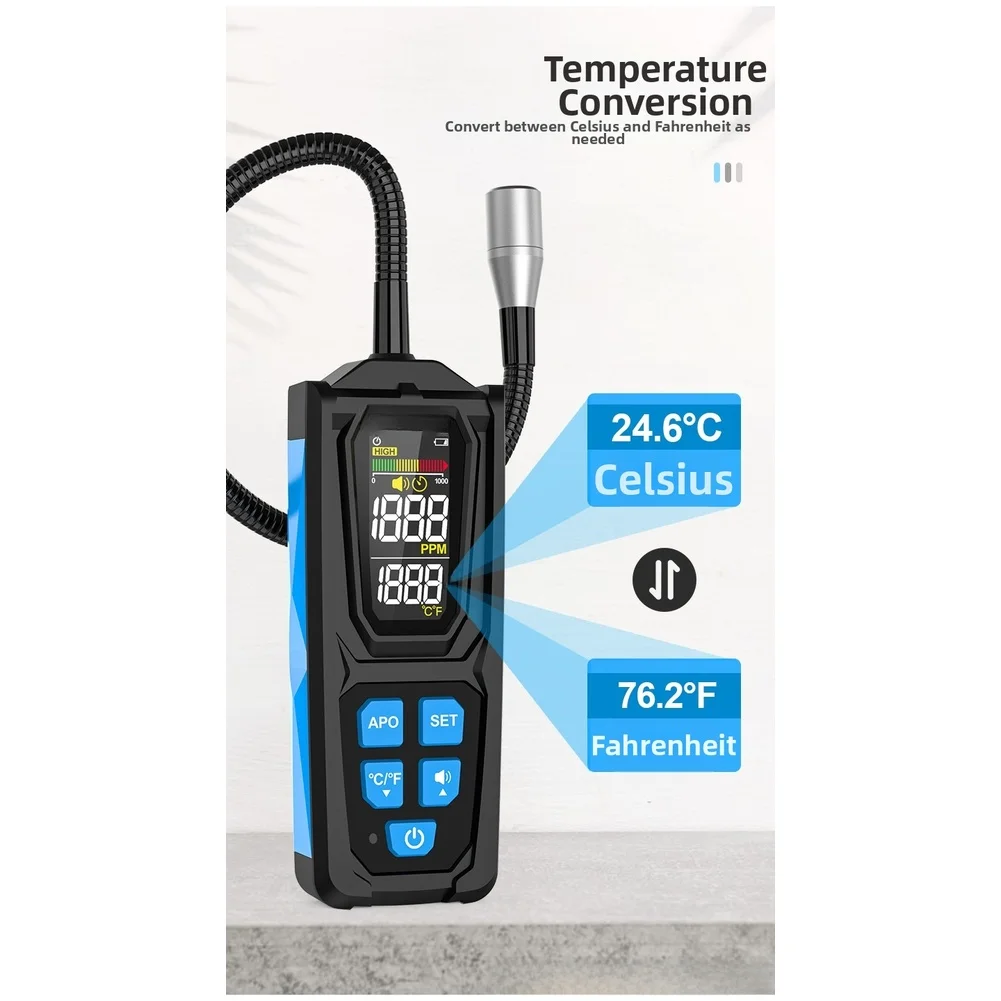 HD02 HVAC Leak Detector with Digital Display Supports R22 for r32 Detection 10 Second Response Time ABS Enclosure