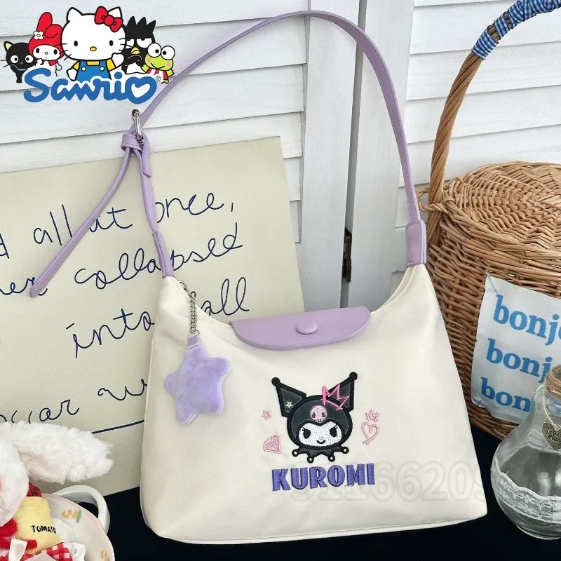  Hello Kitty New Women's Shoulder Bag Fashion Women's Handbag Large Capacity Personality Leisure Embroidery Women's Bag