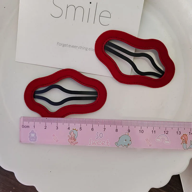 2PC Geometrische Samt Haar Clips Elegante Wolke Herz-Förmigen BB Seite Clips Süße Pony Clip Roten Stern Herz BB haar Zubehör – Detail 4