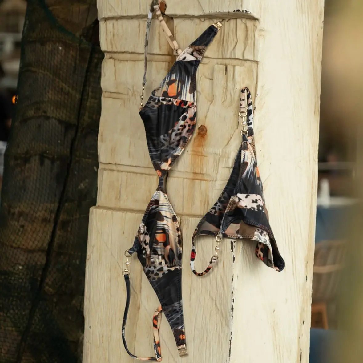 

2025 Women Bikini Set Sexy Abstract Leopard Bikini Set Metal Ring Details Adjustable Straps Perfect Beach Wear and Pool Partie