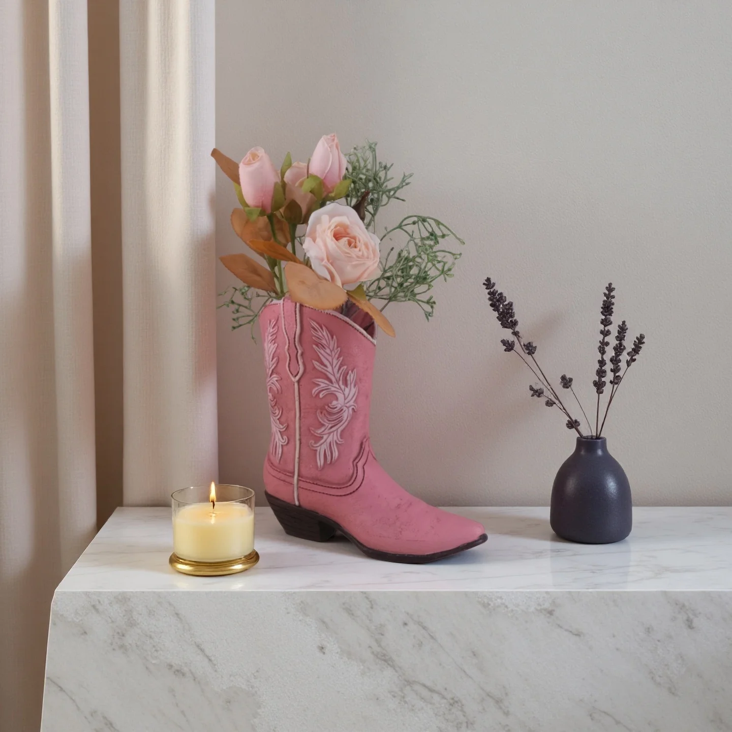 

Креативные длинные сапоги в стиле вестерн, ковбойская девушка, ваза, статуэтки, винтажная цветочная композиция, контейнер, украшение для дома, настольные поделки из смолы