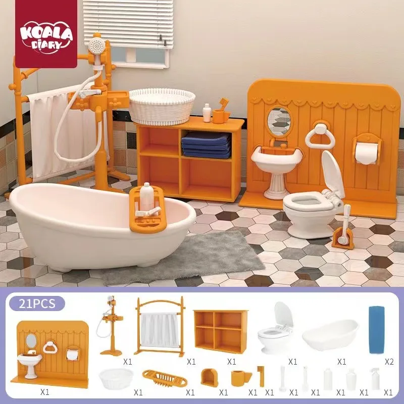 بيت الدمية الحيوانية الصغيرة التجميع المجاني مع مشهد مصغر محاكاة الأثاث Kitc Gifthen اكسسوارات لتقوم بها بنفسك اللعب الهدايا الداخلية