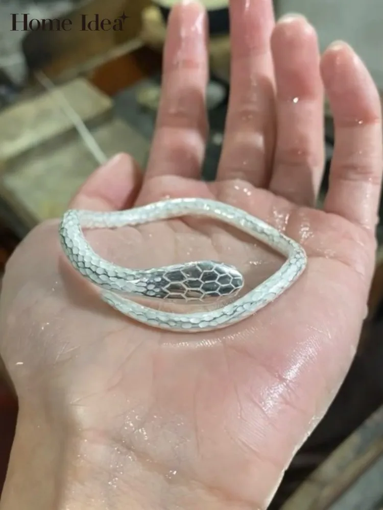 

Браслет ручной работы на заказ для женщин, из чистого серебра 999 пробы, в форме змеи, дизайнерский, высококачественный, из стерлингового серебра, разъемный, с открывающимся механизмом.