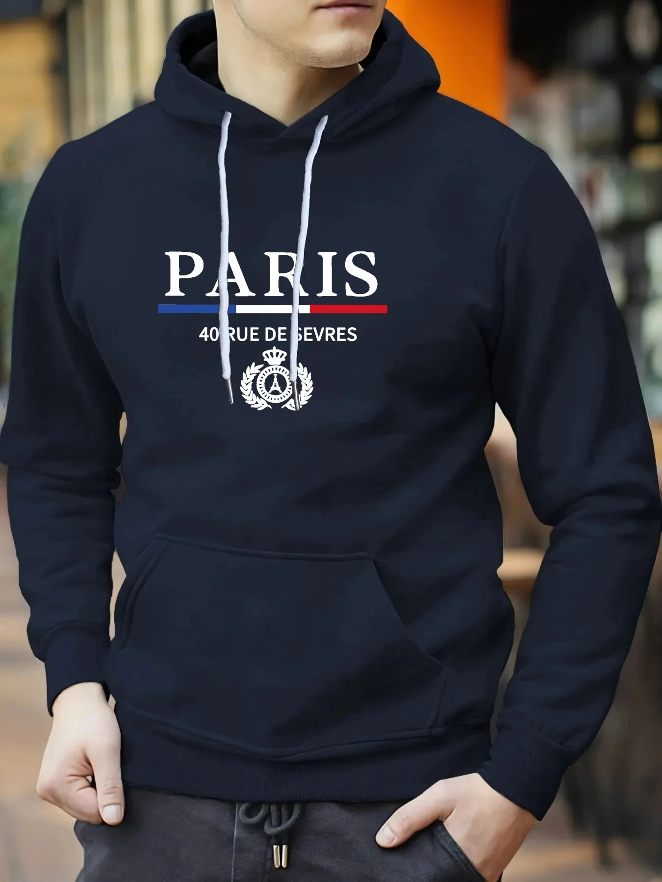 Men\'s Autumn Winter Long Sleeved Sweater PARIS Hooded