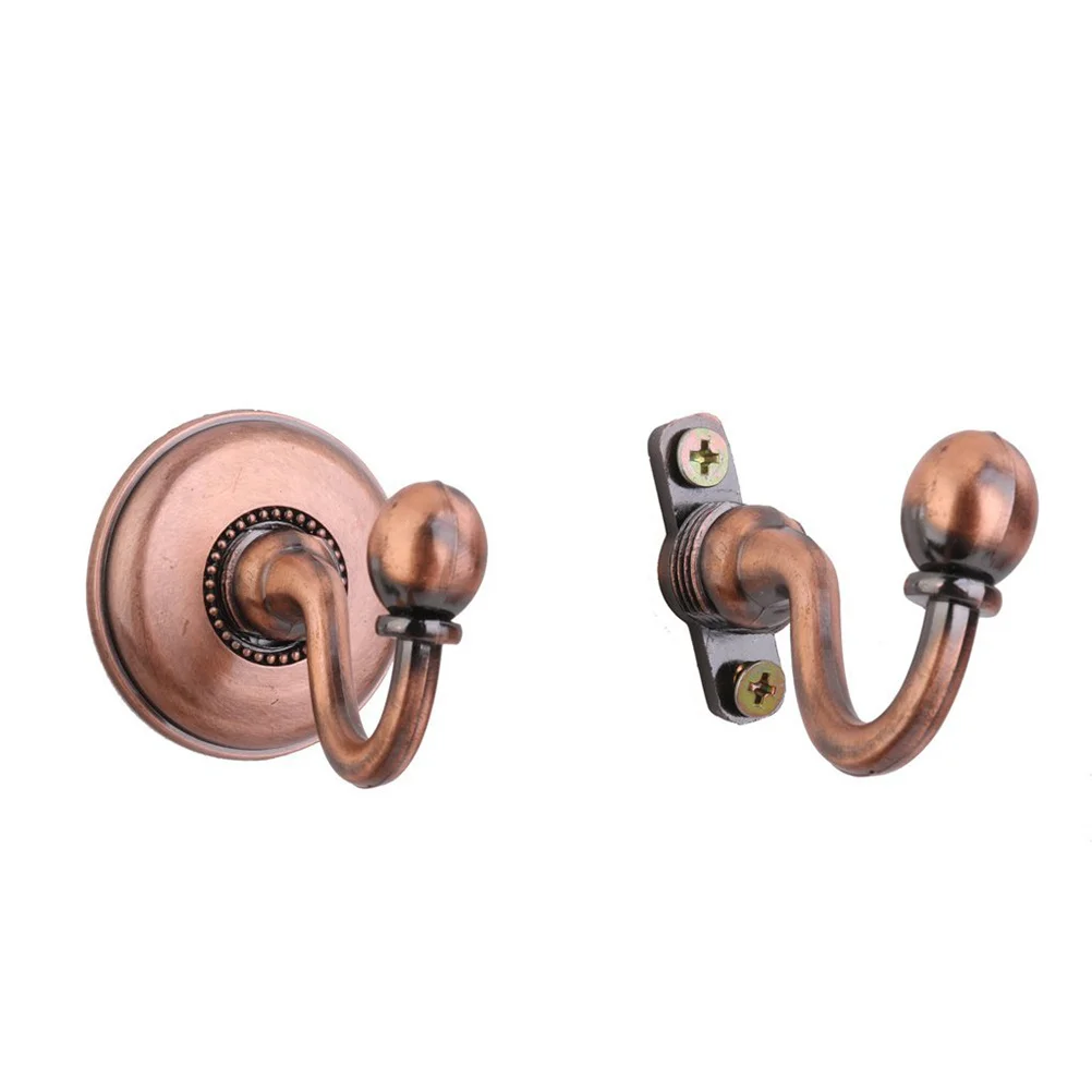 

2Pcs Vintage Round Head Pommel Curtain Holdbacks Alloy Tieback Hooks Door Wall Hat Coat Hangers Red Bronze Curtain Holdbacks