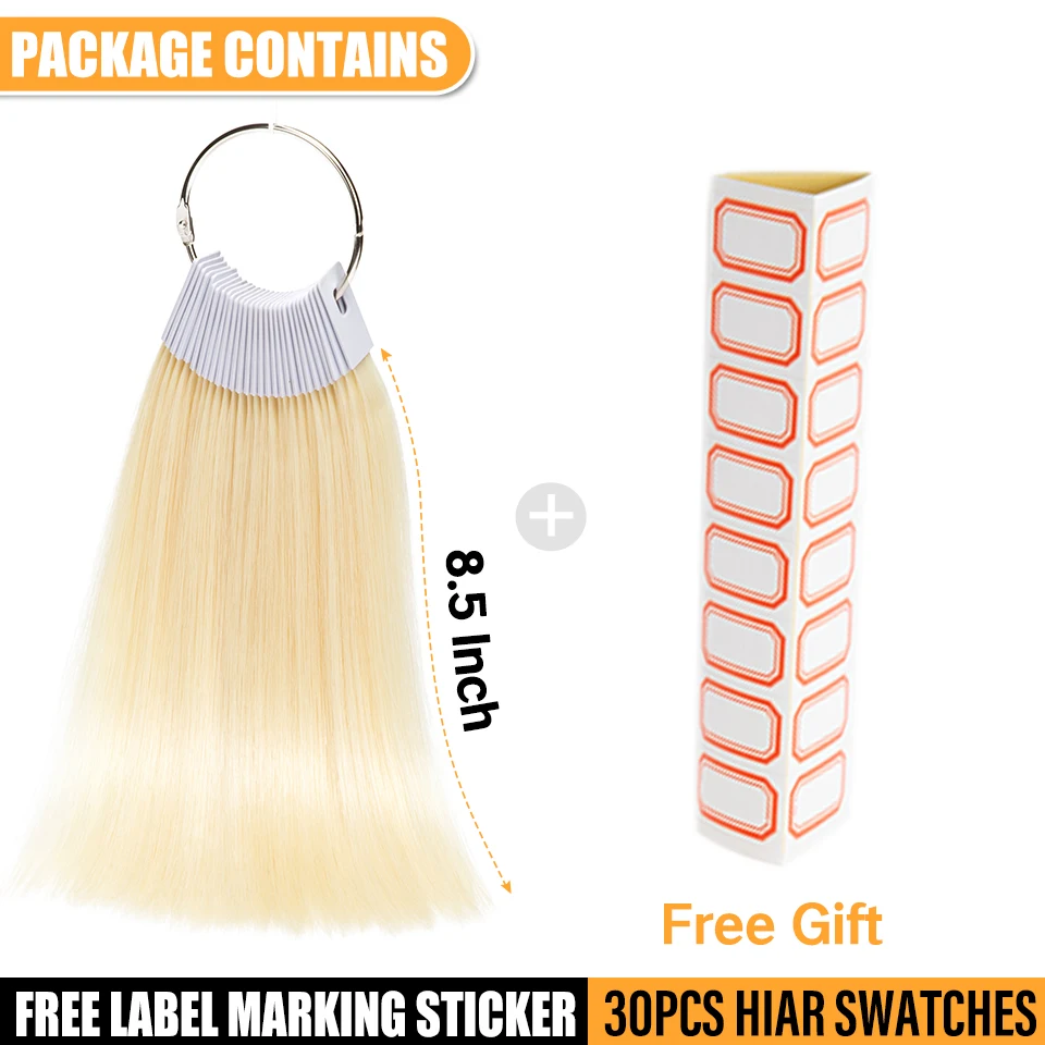 YOKAS Human Hair Color Rings Dye chart for Hair Extension Colored Strands for Hair Hairdresser 30pcs/set Hair Test Strands