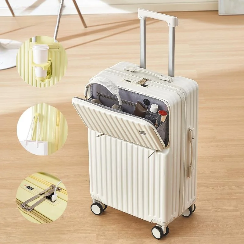 Large Capacity Aluminum Frame Luggage Bag Multi-Function Front Opening Carry-On Suitcase Durable Travel Bag with Password image 3