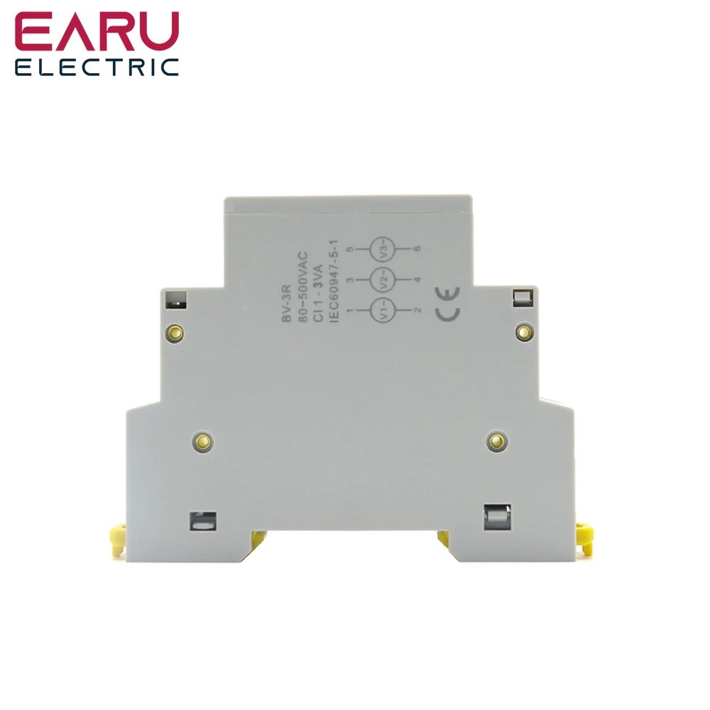 Imagem -05 - Din Rail Mount Medidor de Tensão Trifásico Mini Voltímetro Modular Indicador de Calibre Led Detector Display Digital ac 80500v