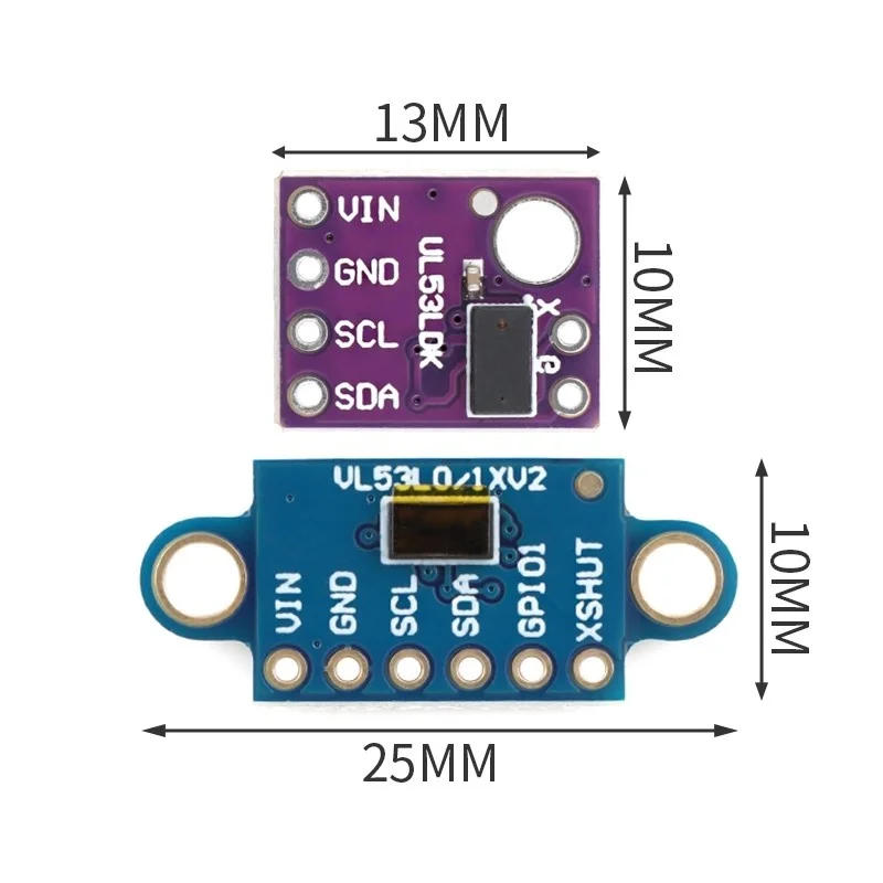 1pcs VL53L0X-V2 Time-of-Flight (ToF) Laser Ranging Sensor Breakout VL53L0X Laser Distance Module I2C IIC