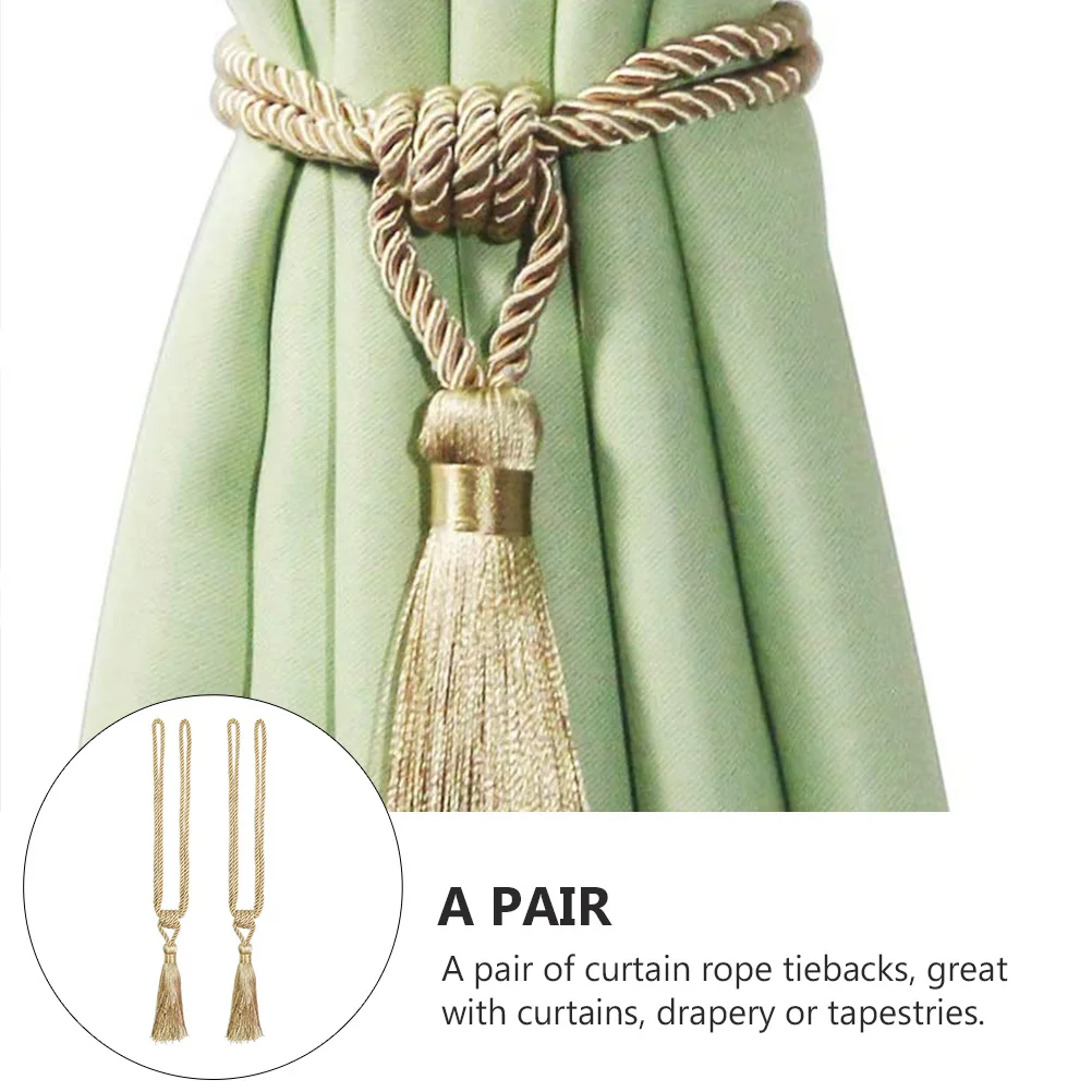 

2Pcs Curtain Clip Holder Retro Style Decorative Tieback for Living Room Bedroom Window Treatment Polyester Rope Drape Fastener