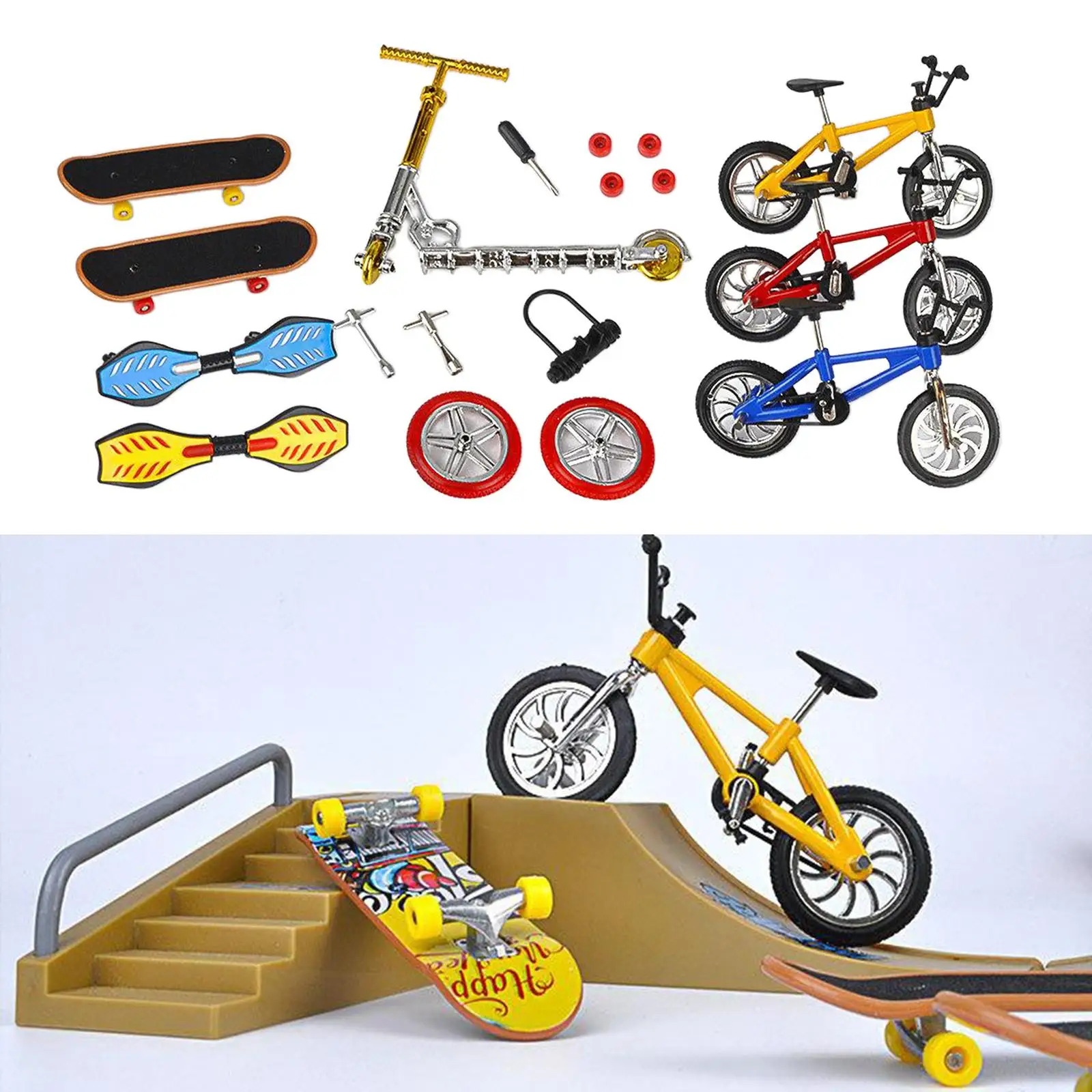 8 Pcs Finger Skateboards Bikes Fingerboards Finger Scooter Mini Sports Toys