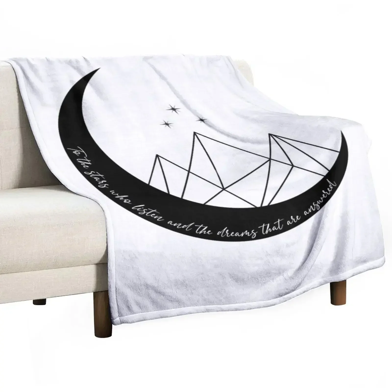 

Night Court Insignia and Quote: To the stars who listen ACOTAR Throw Blanket Cozy Home Blanket Gift for Christmas Holiday