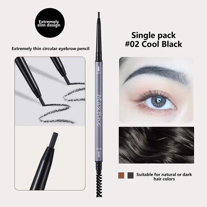 Waterproof Brow Pencil Natural Eyebrow Pencil Strong Shape Fine Refill High Saturation Double Head Eyebrow Pencil Silky 6 Colors
