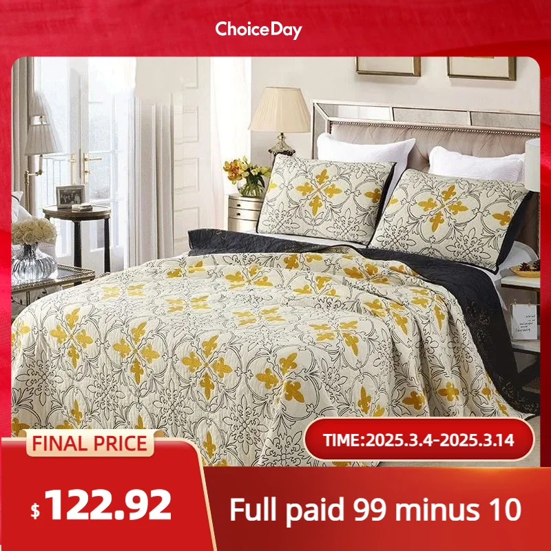 

Cotton Bedspread on the Bed 3pcs 3D Embroidered Quilts Quality Solid Bed Covers King Size Summer Quilted Blanket for Double