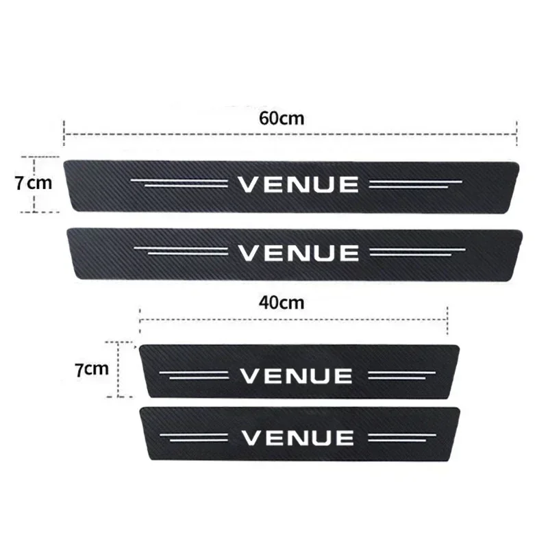 For Hyundai Venue Logo Luminous Car Door Sill Scuff Plate Carbon Fiber Stickers Protector Film Trunk Threshold Waterproof Decals