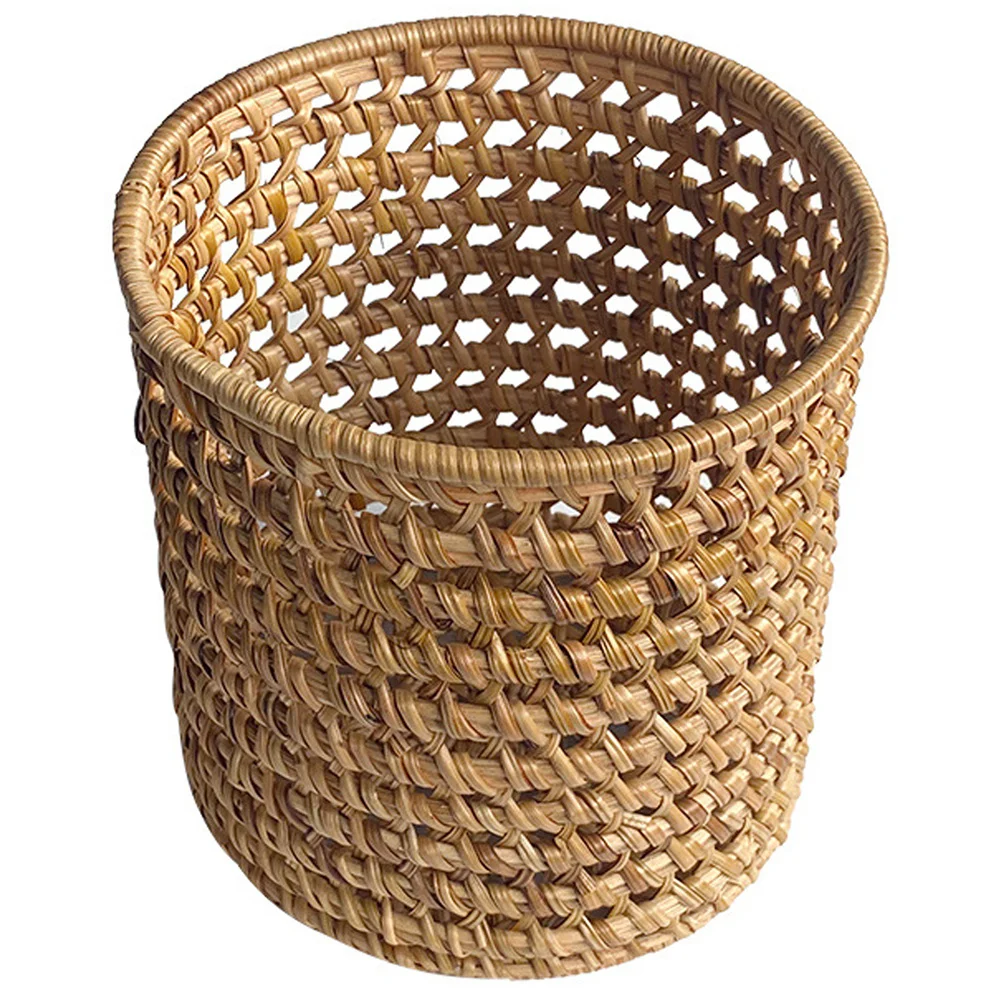 

Rattan Pencil Holder Woven Desktop Pen Organizer Multipurpose Office Desk Storage Makeup Brush Holder Natural Style